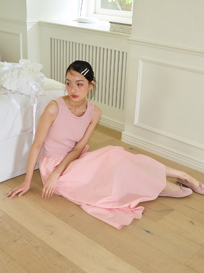 Sleeveless Long Dress_ Pink