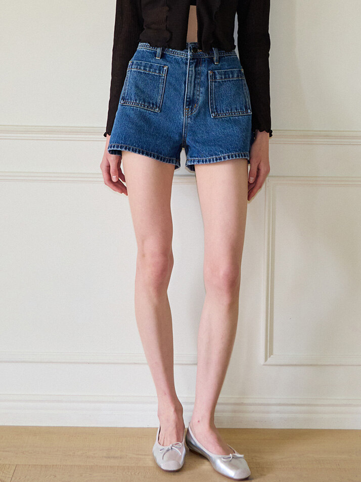 Pocket Denim Shorts_ Blue