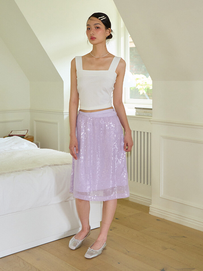 Spangled Layered Skirt Set_ Purple