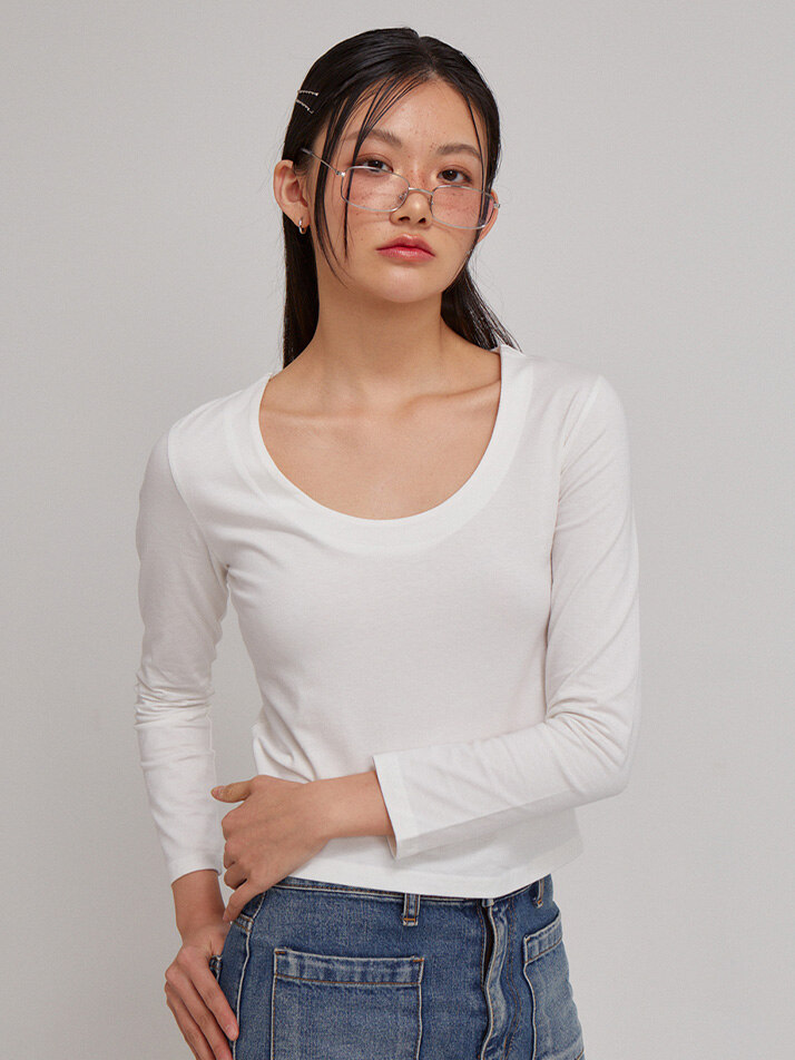 U-neck Basic T_ White