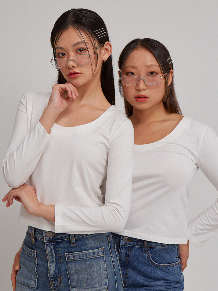 U-neck Basic T_ White