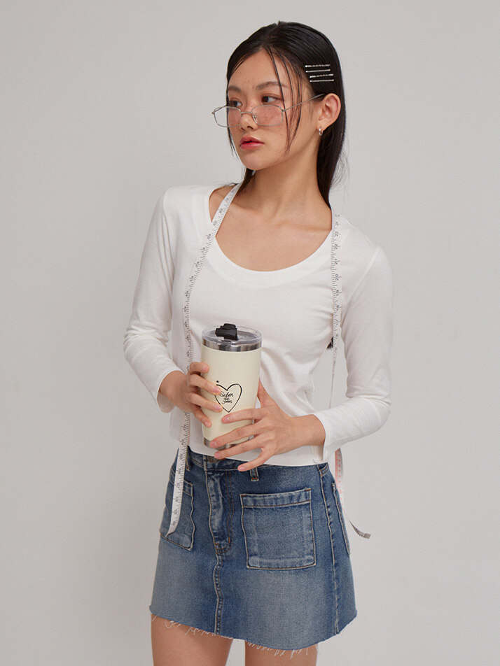 U-neck Basic T_ White