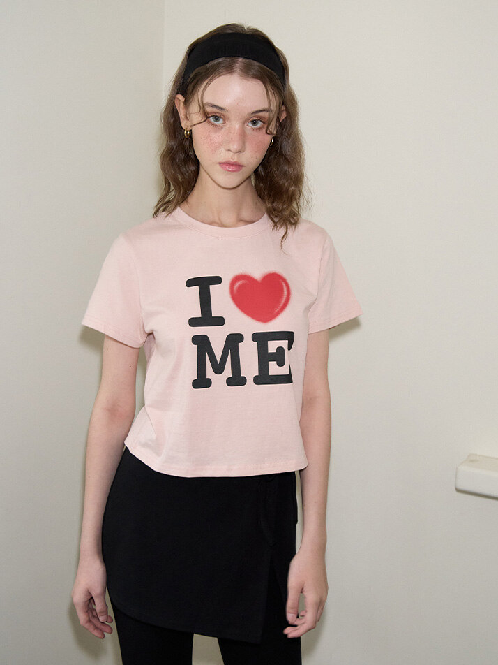 I Love Me Crop T_ Pink