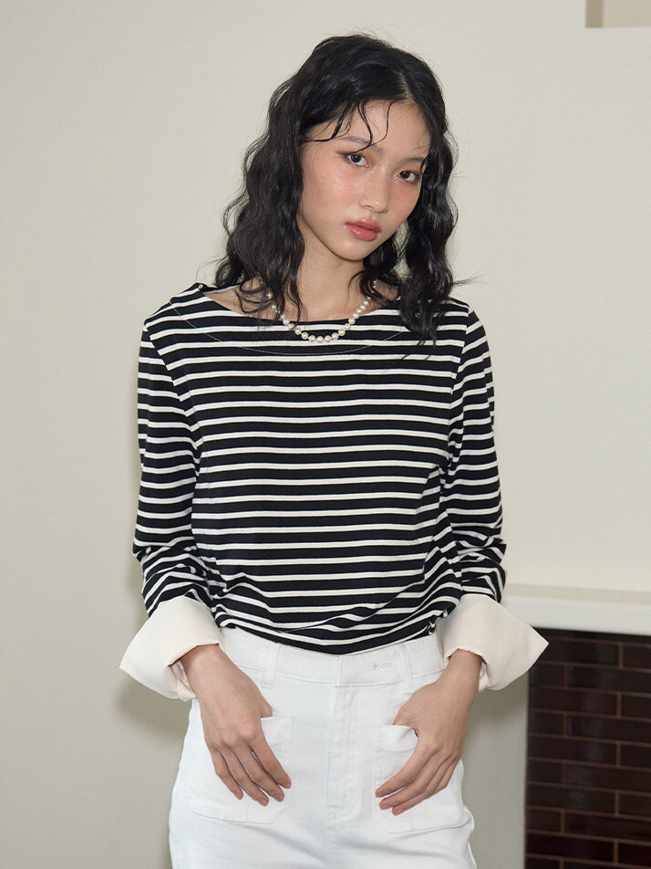 Stripe Cuffs T_ Black