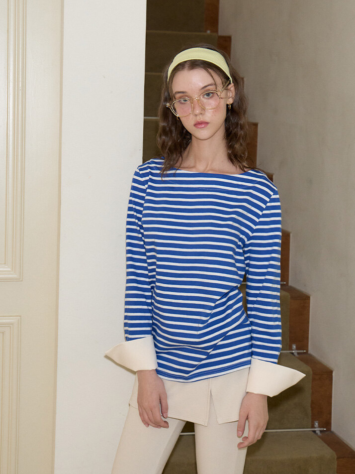 Stripe Cuffs T_ Blue