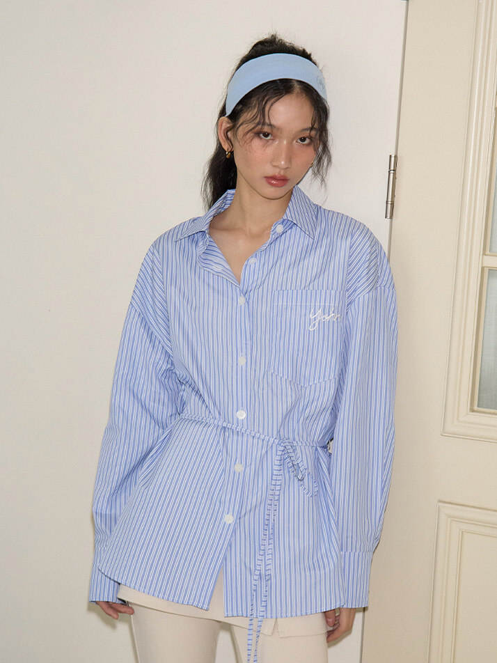 Stripe Over Fit Shirt_ Blue