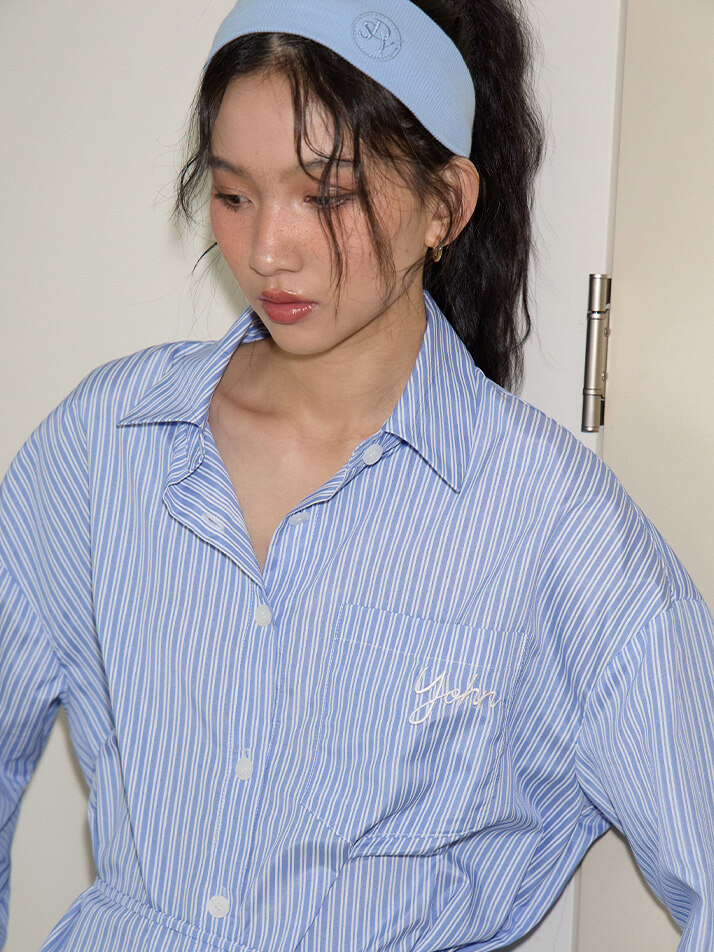 Stripe Over Fit Shirt_ Blue