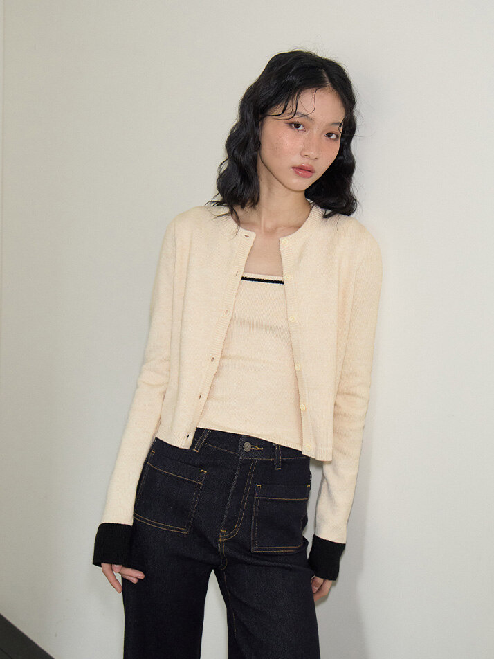 Cuffs Knit Cardigan Set_ Ivory