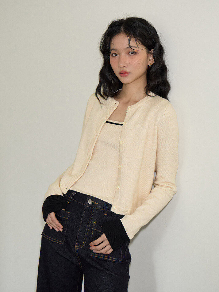 Cuffs Knit Cardigan Set_ Ivory