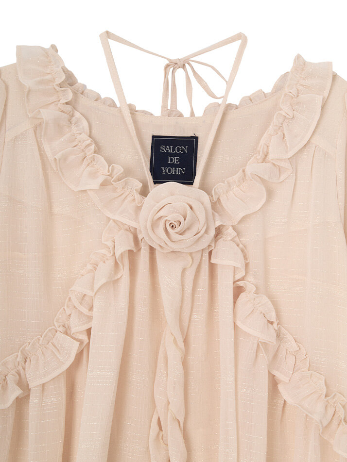 Corsage Point Chiffon Dress_ Ivory