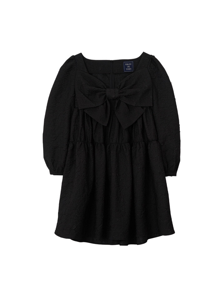 Ribbon Point Mini Dress_ Black