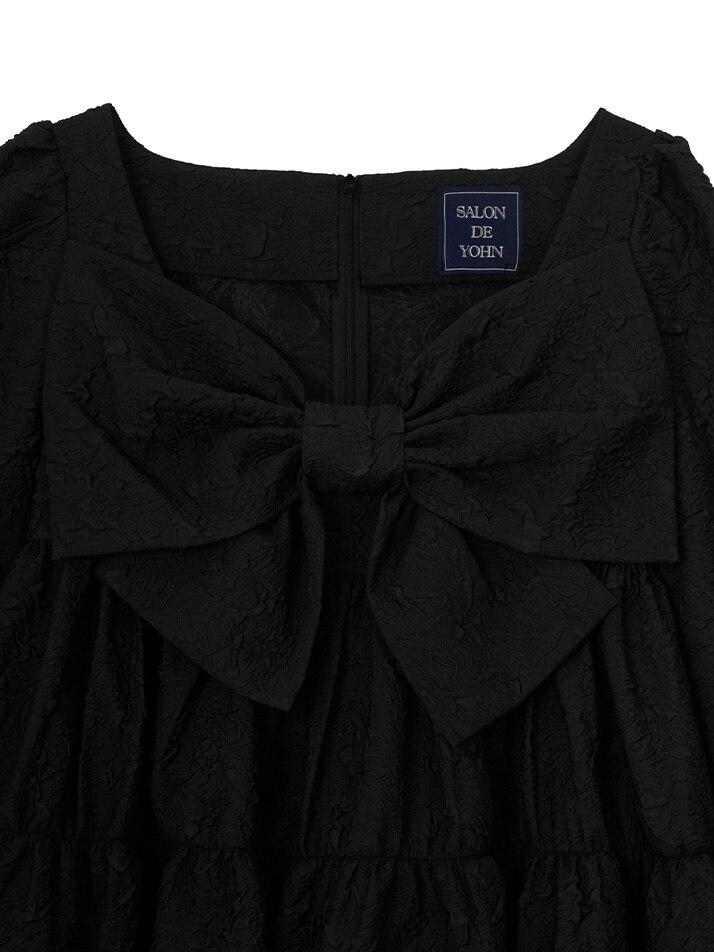 Ribbon Point Mini Dress_ Black