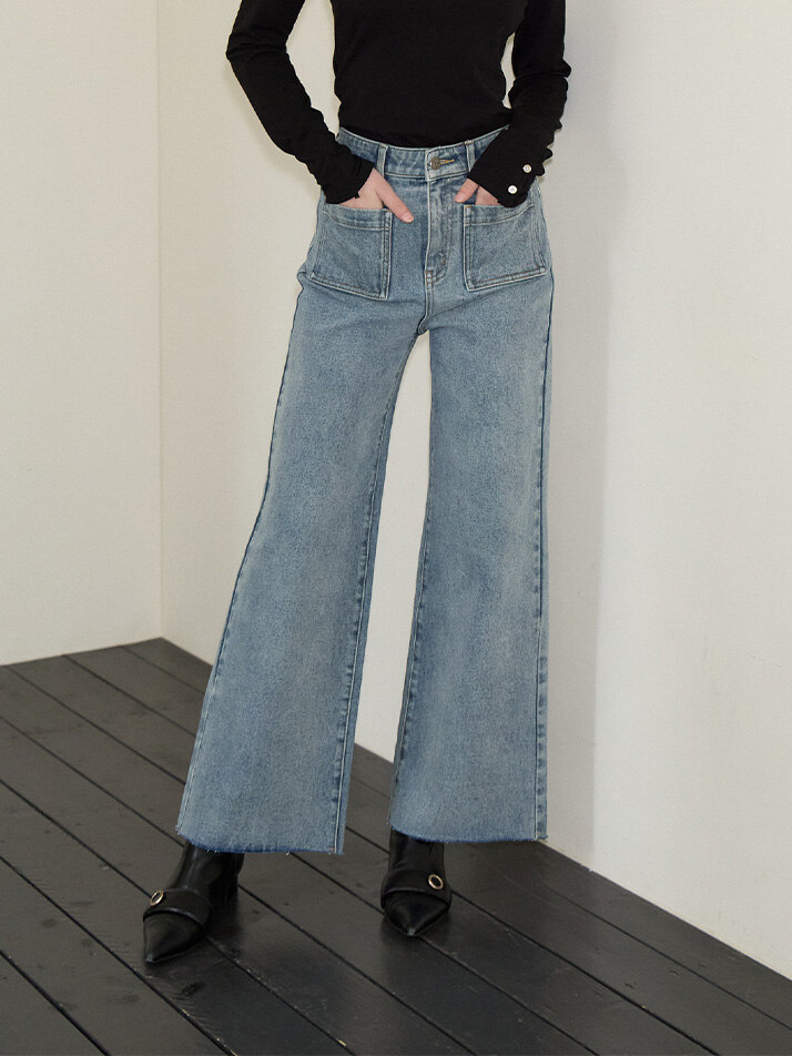 Wide Denim Pants_ Light Blue