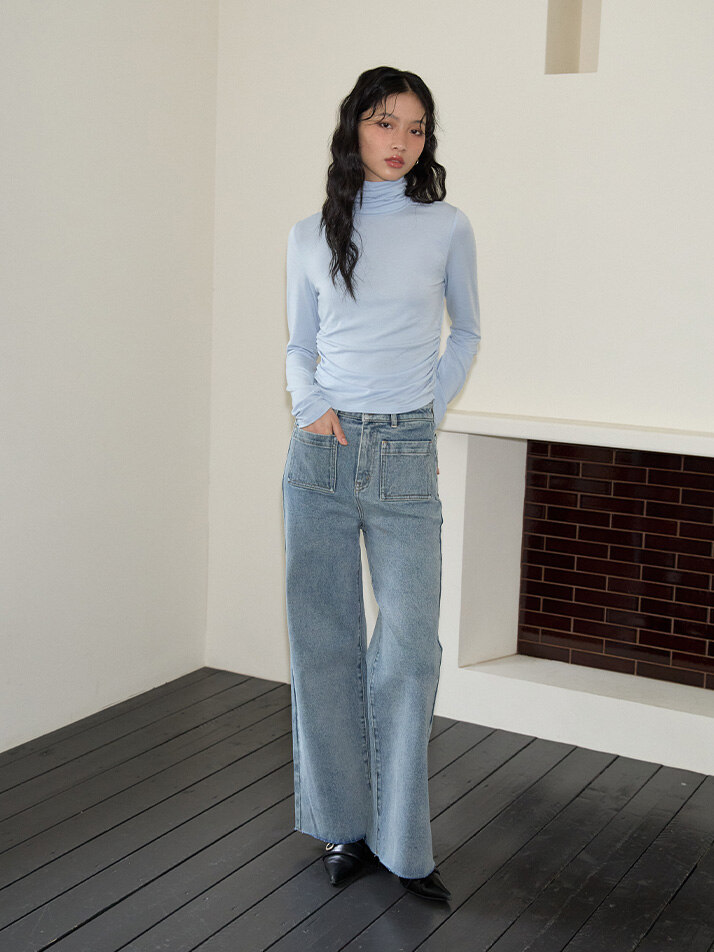 Wide Denim Pants_ Light Blue