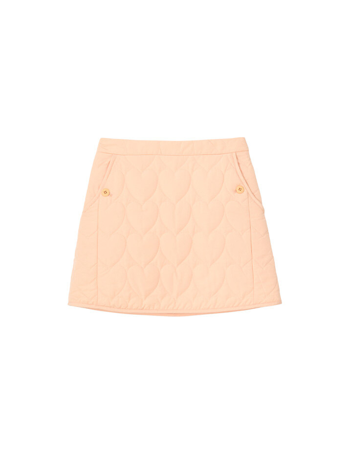 Heart Quilting Mini Skirt_ Peach