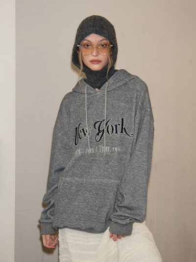 New York Hood Knit_ Gray