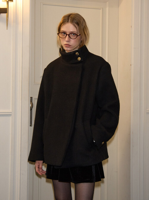 High Neck Classic Coat_ Black