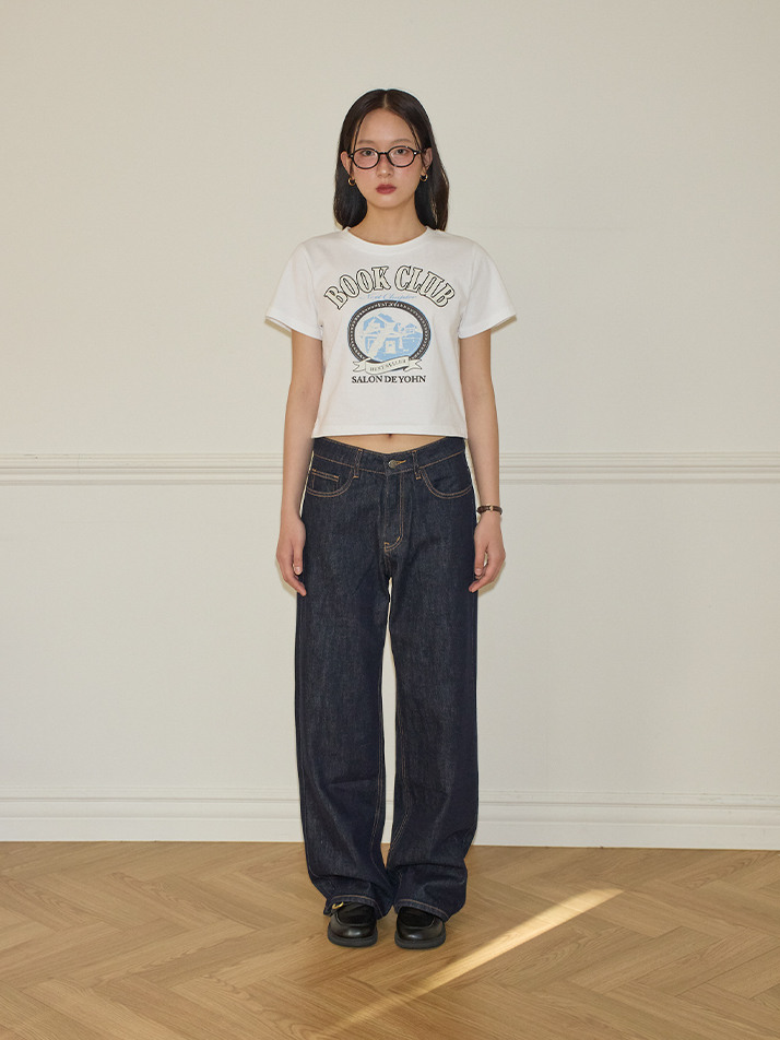 Book Club Vintage Crop T_ White