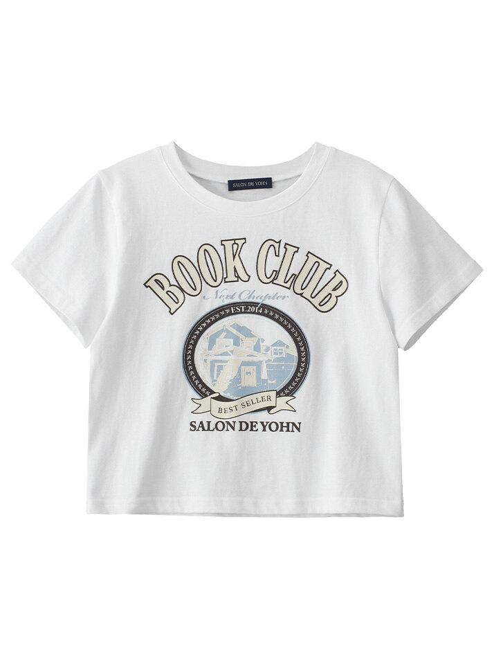 Book Club Vintage Crop T_ White