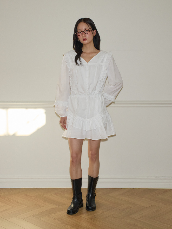 Ruffle Point Jumpsuit_ White