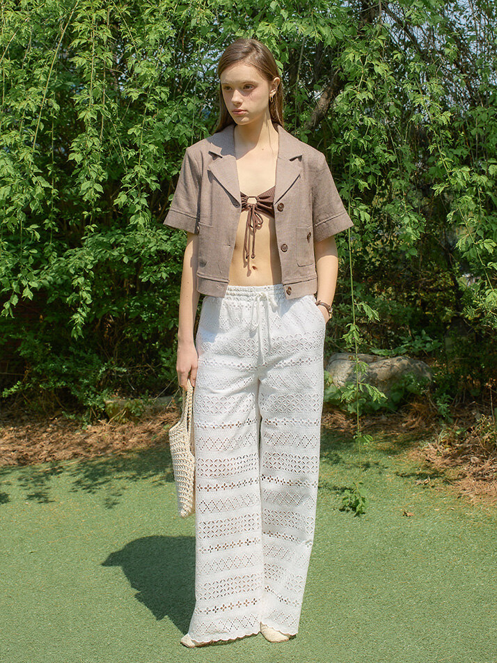 Classic Linen Short Jacket_ Brown