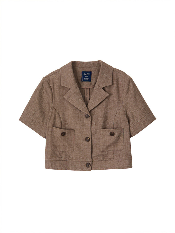 Classic Linen Short Jacket_ Brown