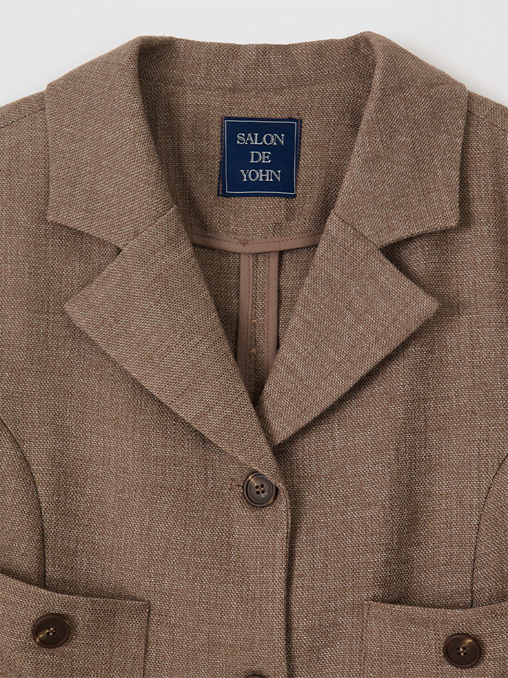 Classic Linen Short Jacket_ Brown