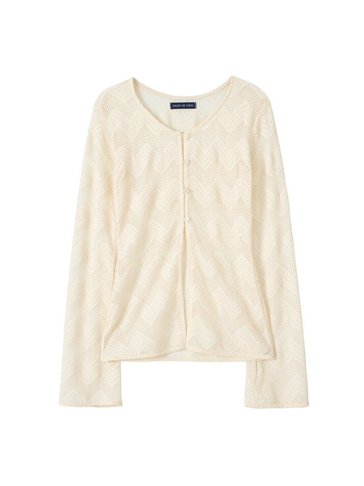 Lace Button Cardigan_ Ivory