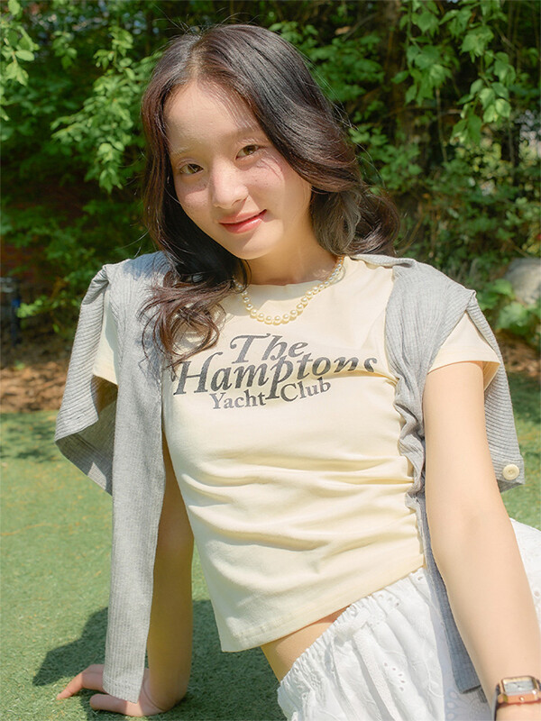 Hampton Yacht Club Crop T_ Lemon