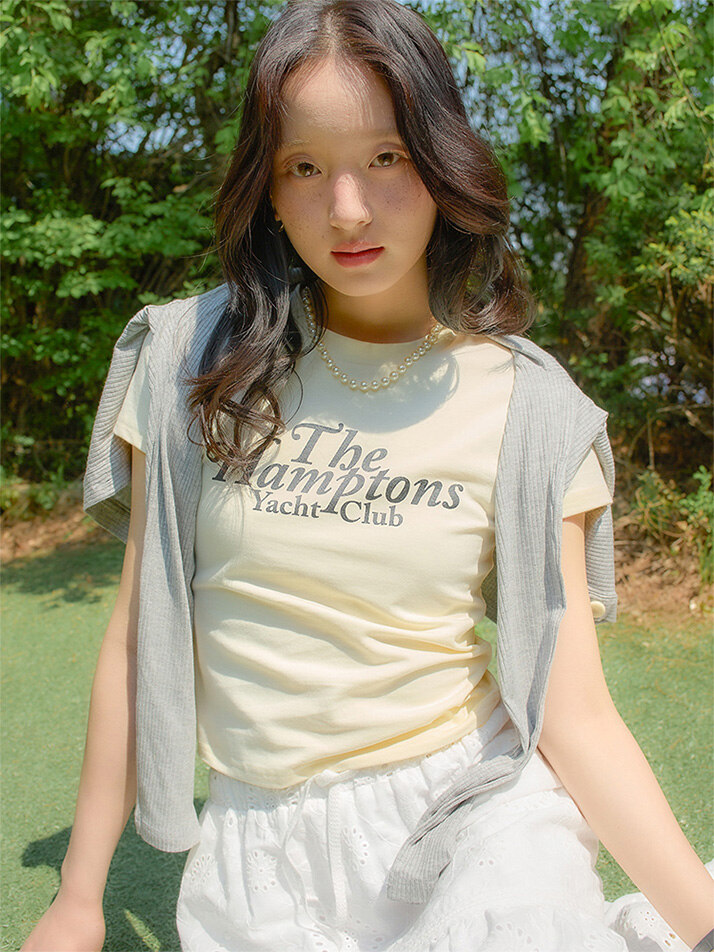 Hampton Yacht Club Crop T_ Lemon