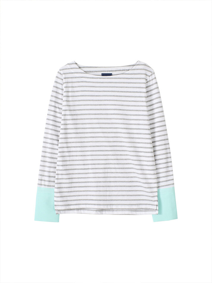 Stripe Cuffs T_ Gray+Mint