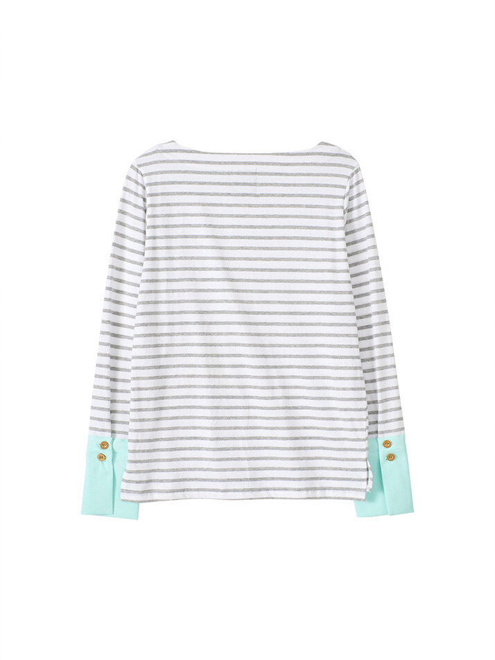 Stripe Cuffs T_ Gray+Mint