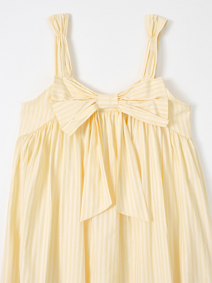 Ribbon Point Sleeveless Long Dress_ Lemon