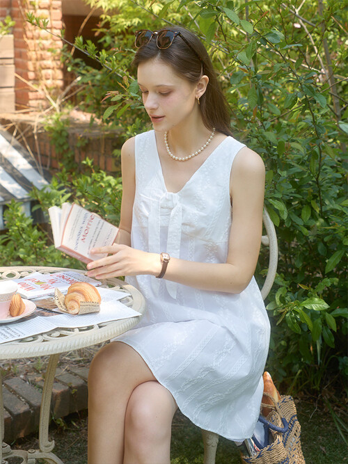 Hampton Ribbon Mini Dress_ White