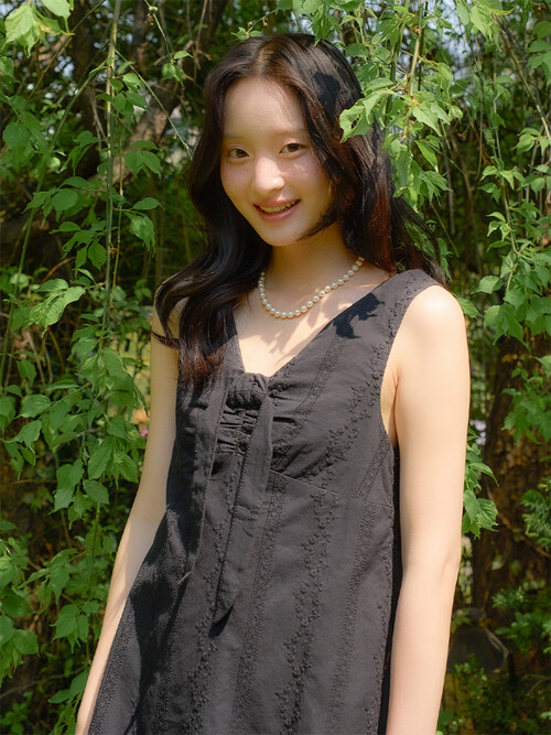 Hampton Ribbon Mini Dress_ Black
