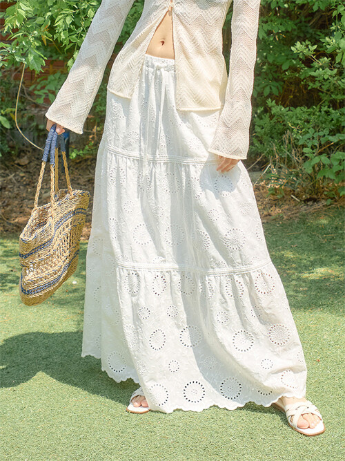 Marine Grace Long Skirt_ White