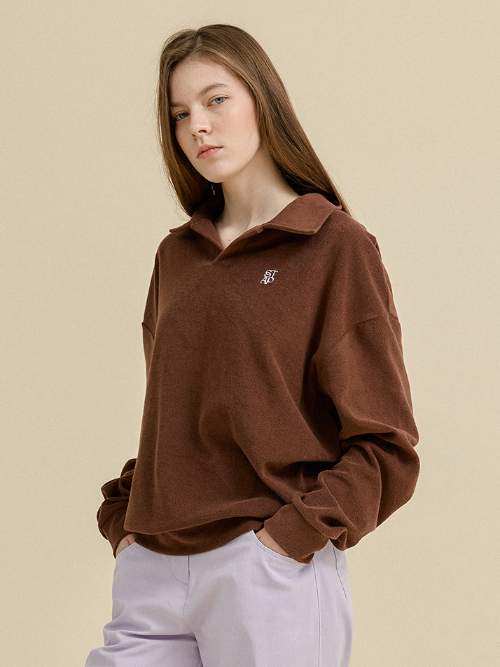 (UNI) Porquerolles Terry Longsleeve T-Shirt_Brown