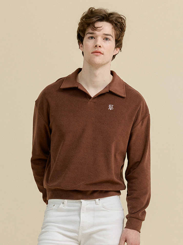 (UNI) Porquerolles Terry Longsleeve T-Shirt_Brown