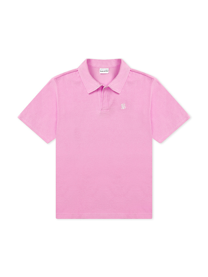 (UNI) Logo Terry Collar T-Shirt_Pink