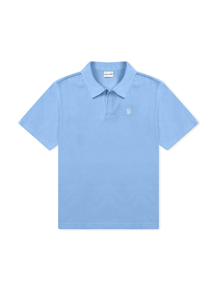 (UNI) Logo Terry Collar T-Shirt_Sky Blue