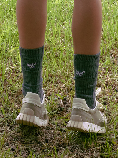 (UNI) Long Socks_Melange Grey