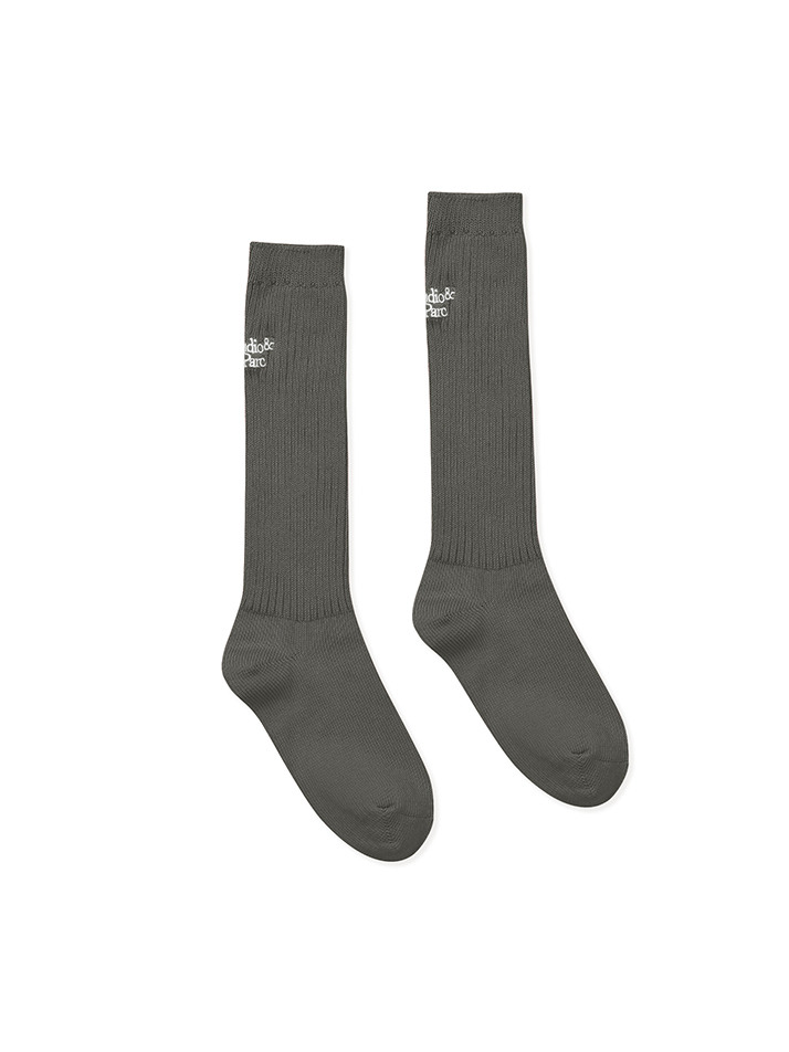 (UNI) Long Socks_Melange Grey