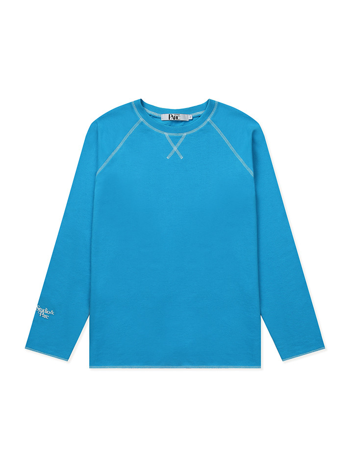 (UNI) Stitch Raglan Long Sleeve T-Shirt_Turkish blue