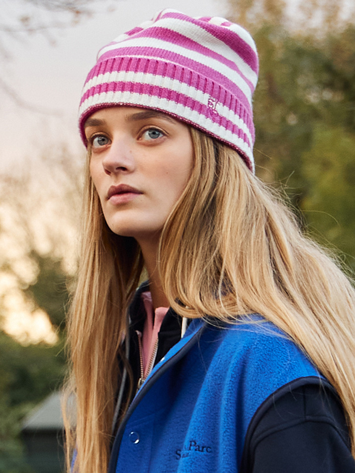 (UNI) Stripe Wool Beanie_Pink