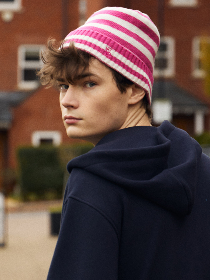 (UNI) Stripe Wool Beanie_Pink