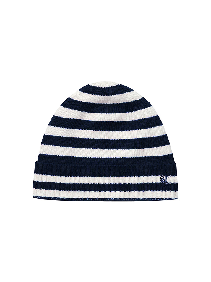 (UNI) Stripe Wool Beanie_Navy