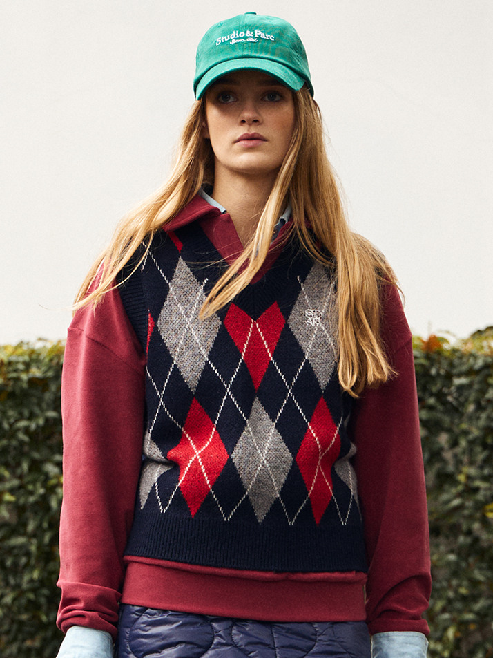 (UNI) Argyle Wool Knit Vest_Mix