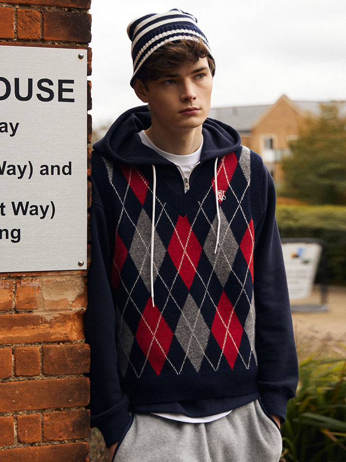 (UNI) Argyle Wool Knit Vest_Mix