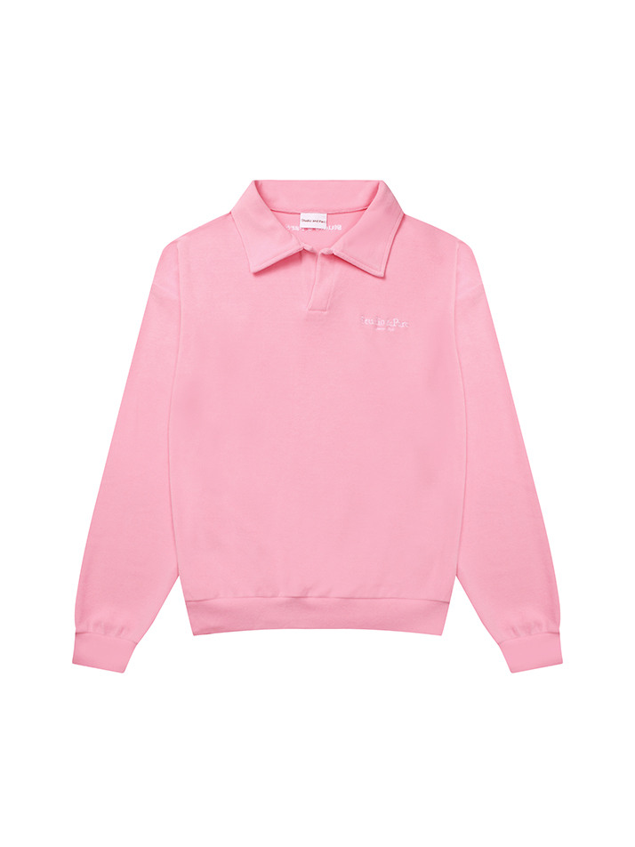 (WOMEN) Velour Spandex Collar T-Shirt_Pink