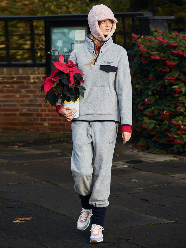 (UNI) Fleece Colored Pants_Melange Grey